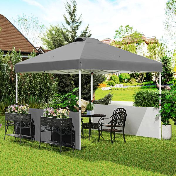Outsunny 10' X 10' Canopy Tent With UV50+ & Wheeled Bag 2 Half Sidewalls Dark Gray