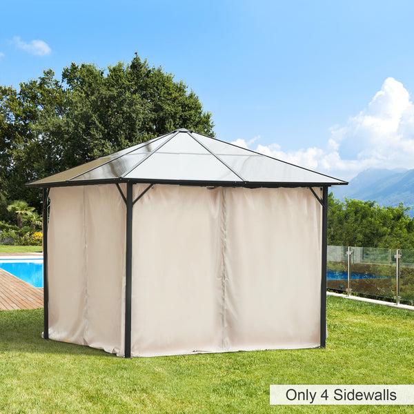 Outsunny 10' X 10' Gazebo Sidewall Set With Hooks/C-Rings Beige Canopy Shade Accessory