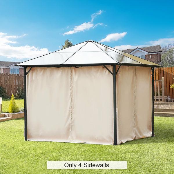 Outsunny 10' X 10' Gazebo Sidewall Set With Hooks/C-Rings Beige Canopy Shade Accessory