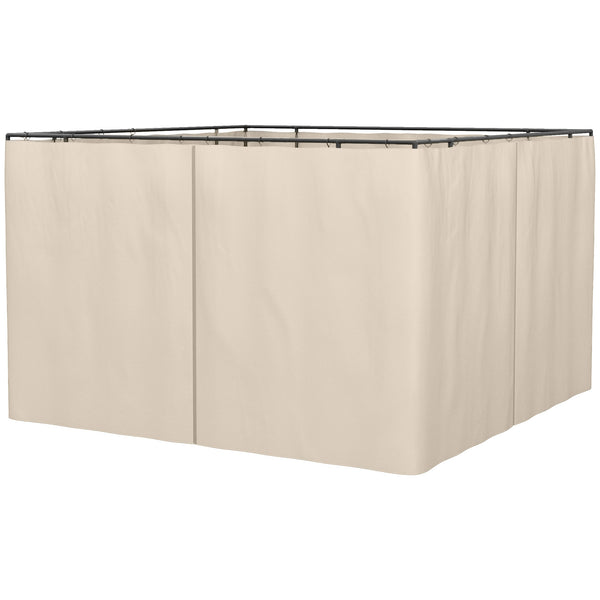 outsunny 10' x 10' Gazebo Sidewall Set with Hooks/C-Rings Beige Canopy Shade Accessory