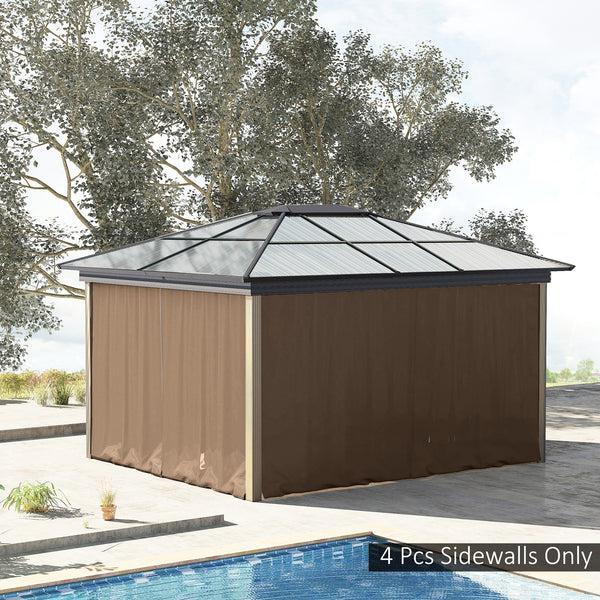 Outsunny 10' X 10' Gazebo Sidewall Set With Hooks/C-Rings Brown