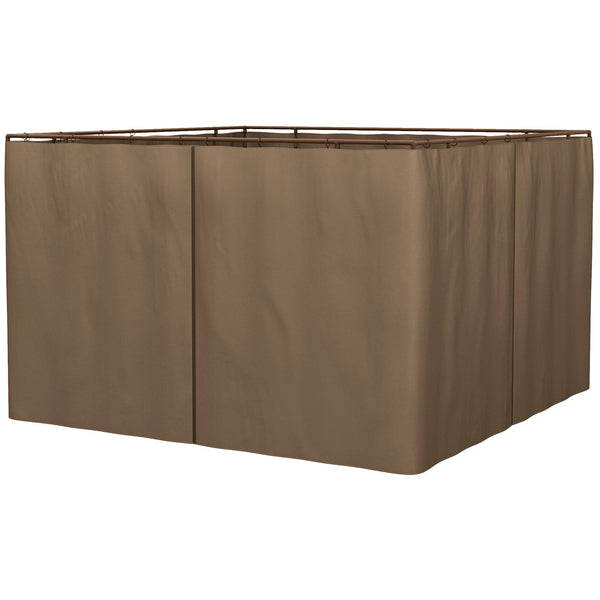 outsunny 10' x 10' Gazebo Sidewall Set with Hooks/C-Rings Brown