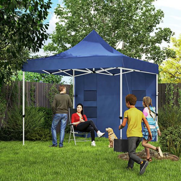 Outsunny 10' X 10' Heavy Duty Pop-Up Canopy Tent With Sidewalls UPF50+ Sun Shelter Dark Blue