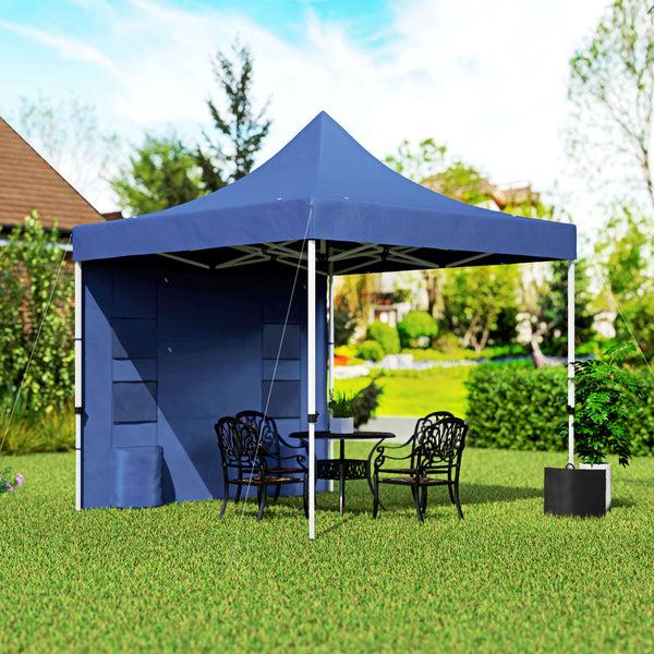 Outsunny 10' X 10' Heavy Duty Pop-Up Canopy Tent With Sidewalls UPF50+ Sun Shelter Dark Blue