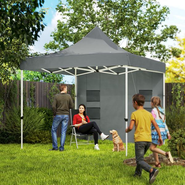 Outsunny 10' X 10' Heavy Duty Pop-Up Canopy Tent With Sidewalls UPF50+ & Storage Pockets Gray