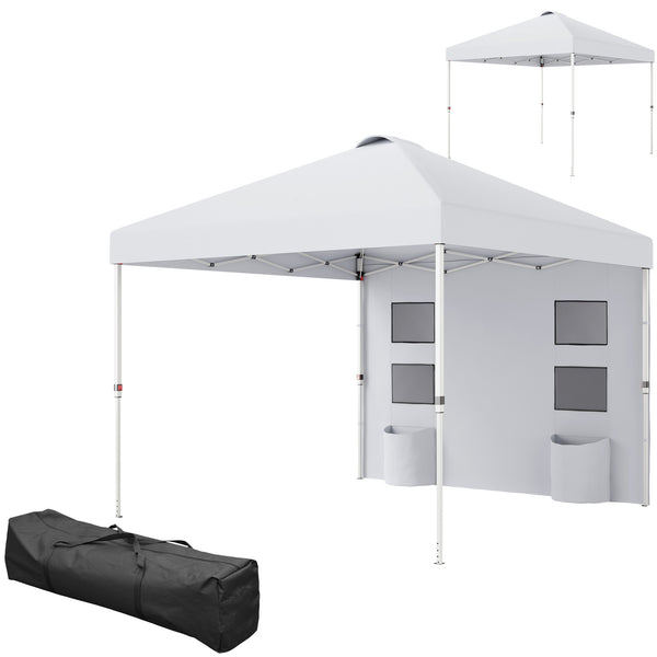 Outsunny 10' X 10' Instant Canopy Tent With Adjustable Height Sidewalls & Storage Pockets White