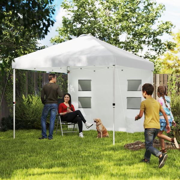 Outsunny 10' X 10' Instant Canopy Tent With Adjustable Height Sidewalls & Storage Pockets White