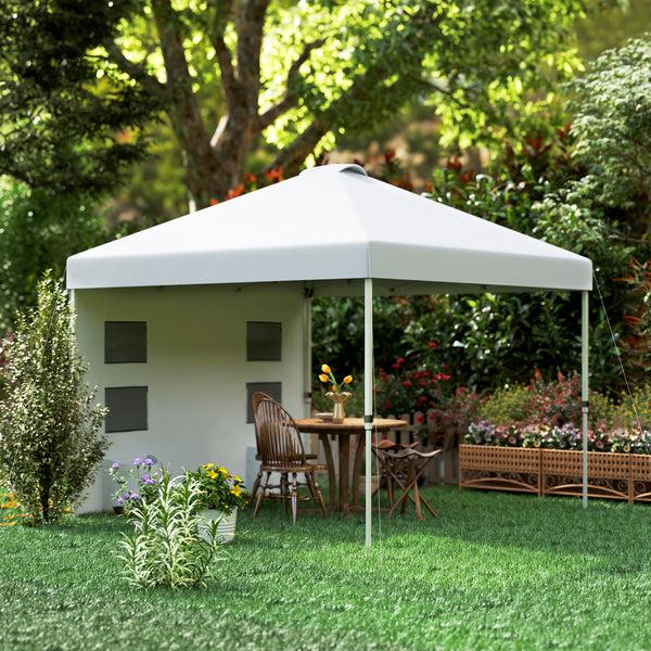 Outsunny 10' X 10' Instant Canopy Tent With Adjustable Height Sidewalls & Storage Pockets White