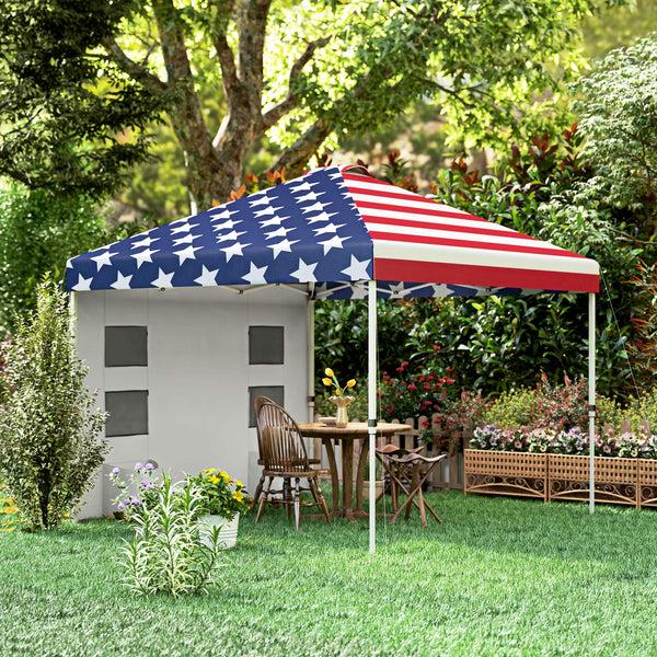 Outsunny 10' X 10' Instant Pop-up Canopy Shade Shelter W/ Sidewalls & Storage Pockets American Flag