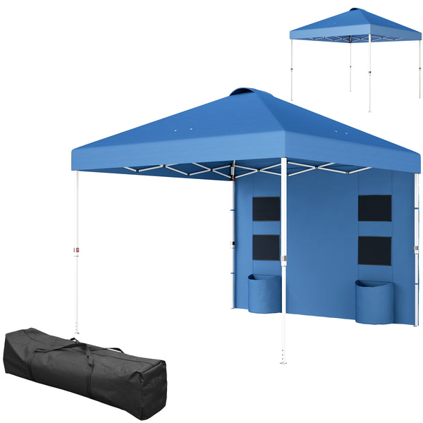 Outsunny 10' X 10' Instant Pop-Up Canopy Tent With Adjustable Height & Sidewalls Sea Blue
