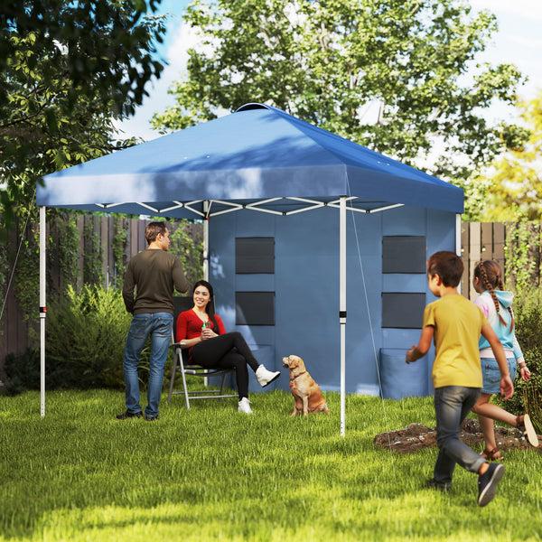 Outsunny 10' X 10' Instant Pop-Up Canopy Tent With Adjustable Height & Sidewalls Sea Blue