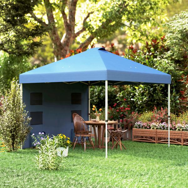 Outsunny 10' X 10' Instant Pop-Up Canopy Tent With Adjustable Height & Sidewalls Sea Blue