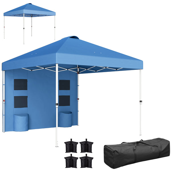 outsunny 10' x 10' Instant Pop-Up Canopy Tent with Adjustable Height & Sidewalls Sea Blue