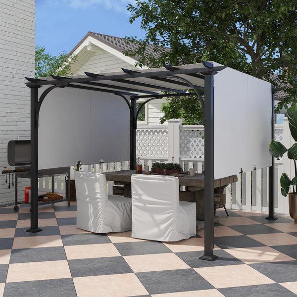 Outsunny 10' X 10' Patio Pergola Weather-Resistant Steel Frame Sun Shade Canopy White