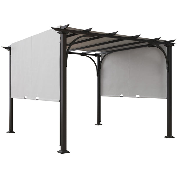 outsunny 10' x 10' Patio Pergola Weather-Resistant Steel Frame Sun Shade Canopy White