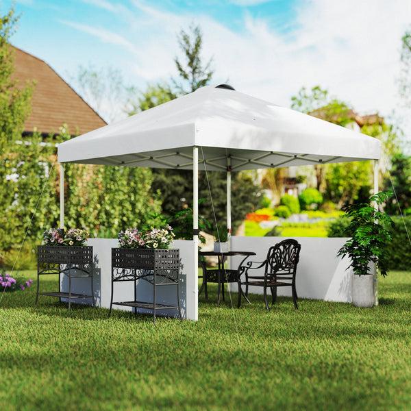 Outsunny 10' X 10' Pop Up Canopy Tent With 2 Half Sidewalls UV50+ Wheeled Bag White