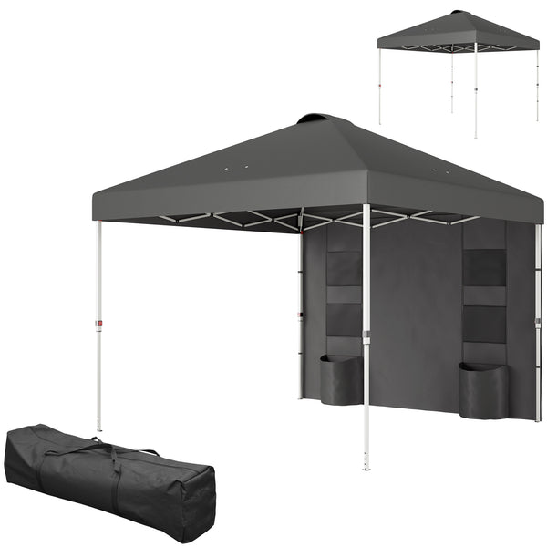 Outsunny 10' X 10' Pop-Up Canopy Tent With Adjustable Height Sidewalls & Storage Pockets Dark Gray