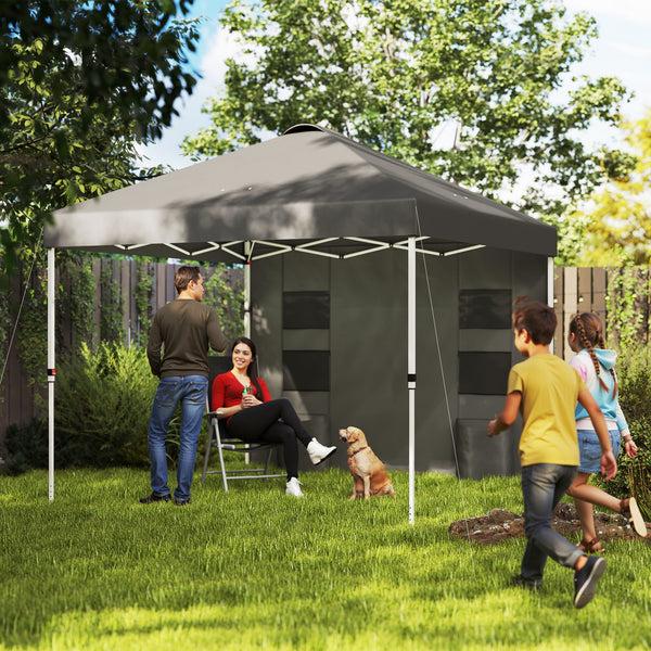 Outsunny 10' X 10' Pop-Up Canopy Tent With Adjustable Height Sidewalls & Storage Pockets Dark Gray