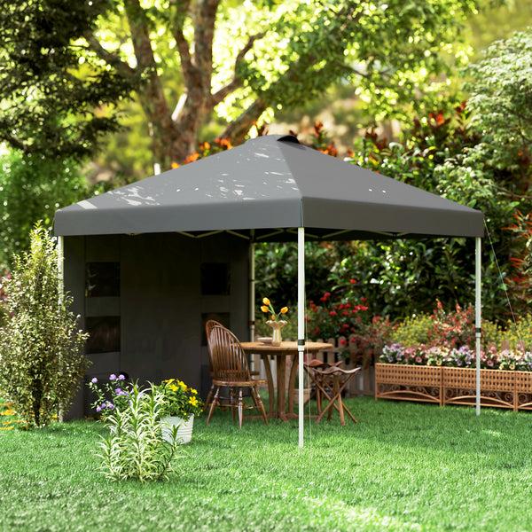 Outsunny 10' X 10' Pop-Up Canopy Tent With Adjustable Height Sidewalls & Storage Pockets Dark Gray