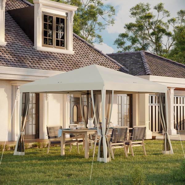 Outsunny 10' X 10' Pop-Up Canopy Tent With Netting Carry Bag & Adjustable Height Beige