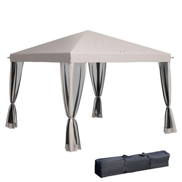 outsunny 10' x 10' Pop-Up Canopy Tent with Netting Carry Bag & Adjustable Height Beige