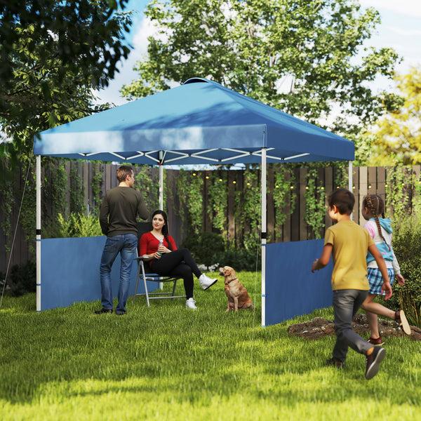 Outsunny 10' X 10' Pop-Up Canopy Tent With UV50+ 2 Half Sidewalls & Wheeled Bag Sea Blue