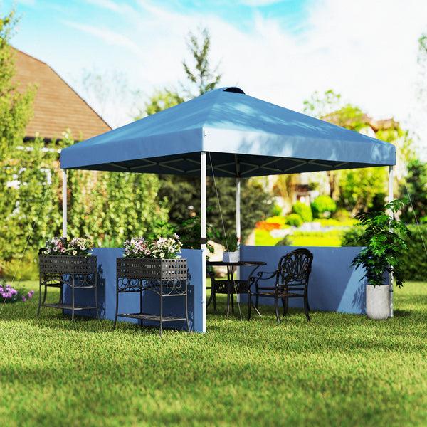 Outsunny 10' X 10' Pop-Up Canopy Tent With UV50+ 2 Half Sidewalls & Wheeled Bag Sea Blue