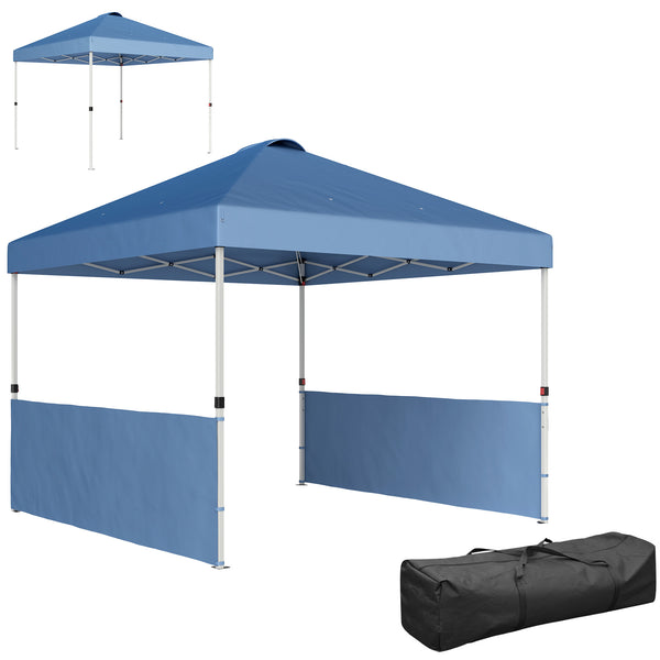 outsunny 10' x 10' Pop-Up Canopy Tent with UV50+ 2 Half Sidewalls & Wheeled Bag Sea Blue