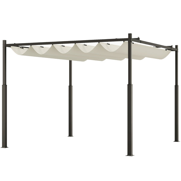 Outsunny 10' X 10' Retractable Pergola Canopy With Magnetic Fixture UPF30+ Cream White