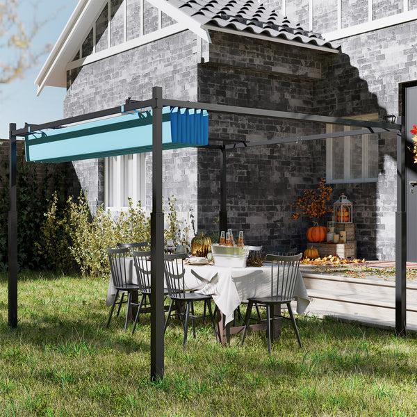 Outsunny 10' X 10' Retractable Pergola Canopy With Magnetic Fixture & UPF30+ Blue