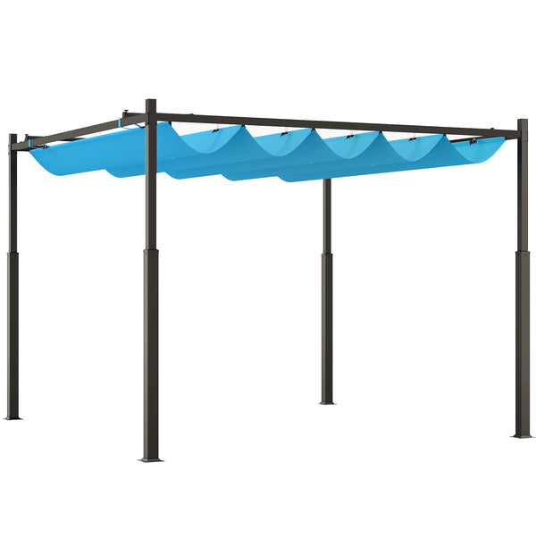 outsunny 10' x 10' Retractable Pergola Canopy with Magnetic Fixture & UPF30+ Blue
