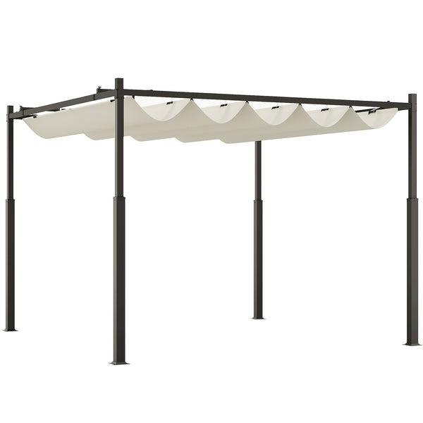 outsunny 10' x 10' Retractable Pergola Canopy with Magnetic Fixture UPF30+ Cream White