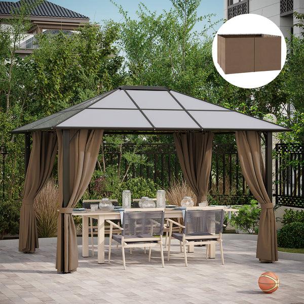Outsunny 10' X 12' Gazebo Sidewall Set Hooks/C-Rings Brown