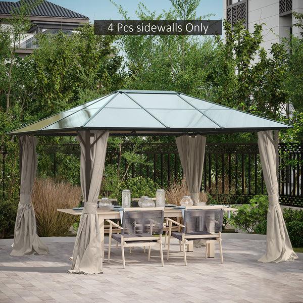 Outsunny 10' X 12' Gazebo Sidewall Set With Hooks/C-Rings Beige