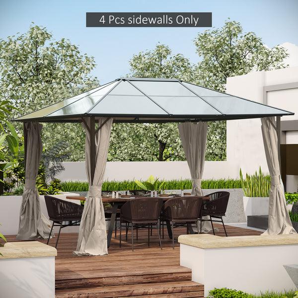 Outsunny 10' X 12' Gazebo Sidewall Set With Hooks/C-Rings Beige