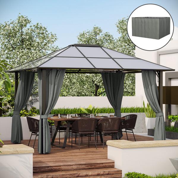 Outsunny 10' X 12' Gazebo Sidewall Set With Hooks & C-Rings Gray