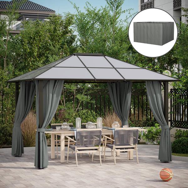 Outsunny 10' X 12' Gazebo Sidewall Set With Hooks & C-Rings Gray