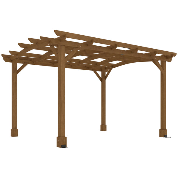 outsunny 10' x 12' Wood Pergola with Arched Roof Trellis for Climbing Plants Dark Brown