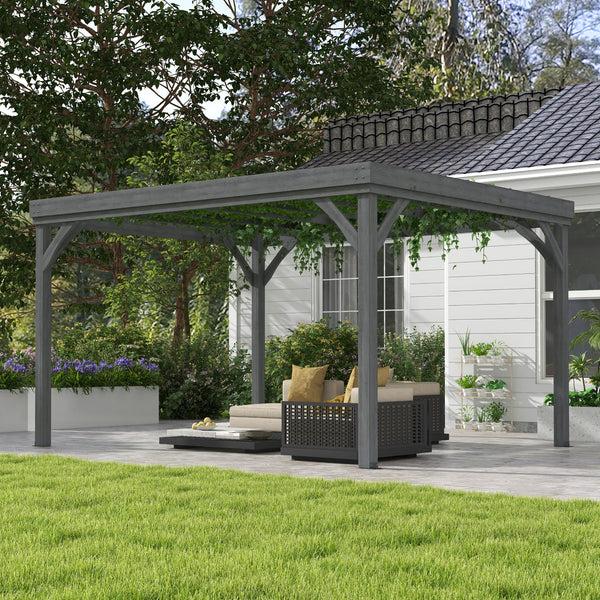 Outsunny 10' X 12' Wooden Pergola Grape Vine Gazebo Concrete Anchors Garden Patio Backyard Deck Gray