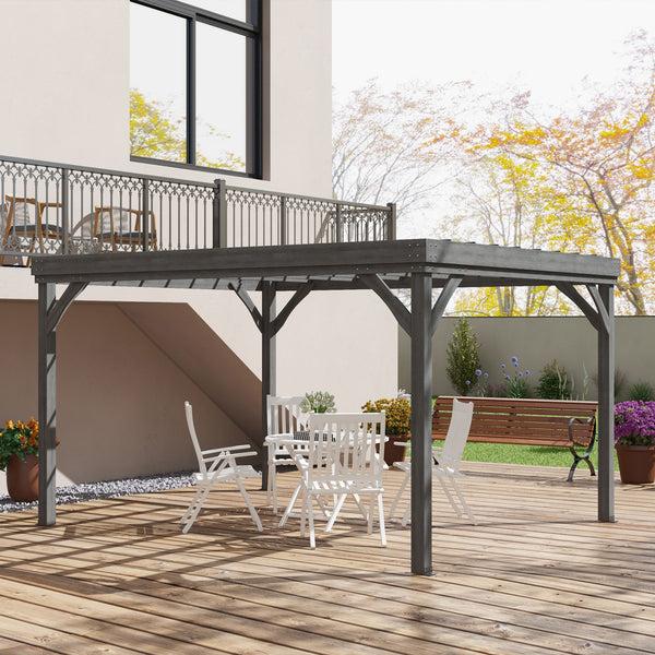 Outsunny 10' X 12' Wooden Pergola Grape Vine Gazebo Concrete Anchors Garden Patio Backyard Deck Gray