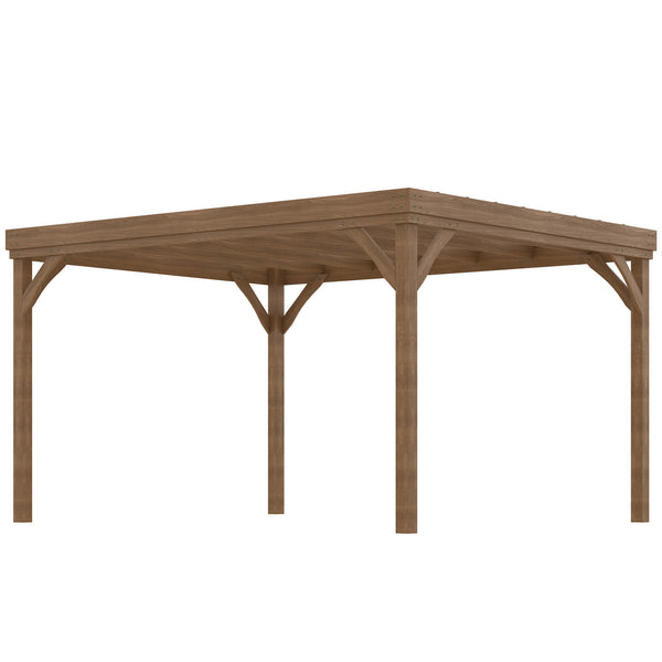 Outsunny 10' X 12' Wooden Pergola Grape Vine Gazebo Concrete Anchors Garden Patio Deck Brown