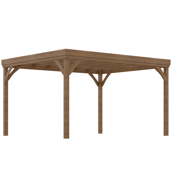outsunny 10' x 12' Wooden Pergola Grape Vine Gazebo Concrete Anchors Garden Patio Deck Brown
