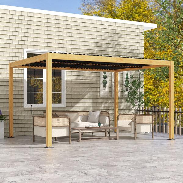 Outsunny 10' X 13' Aluminum Louvered Pergola With Adjustable Roof Hardtop Gazebo For Outdoor Spaces Gray