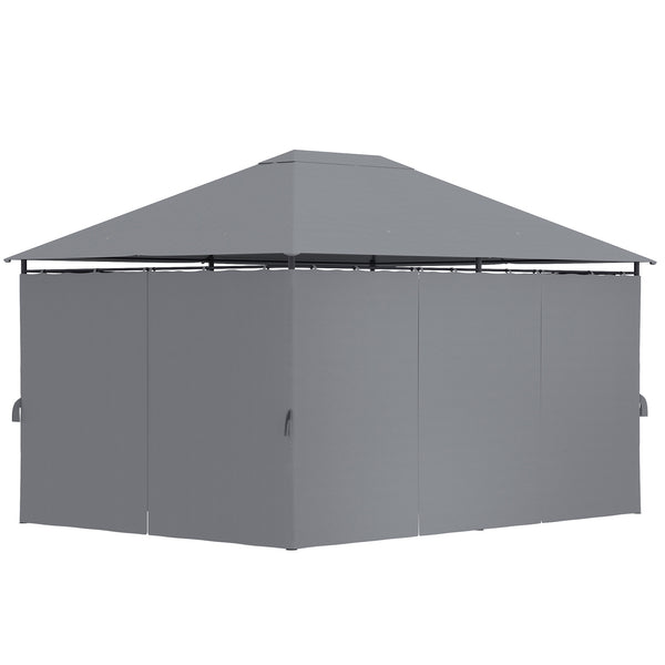Outsunny 10' X 13' Gazebo With 6 Removable Sidewalls & Steel Frame Gray