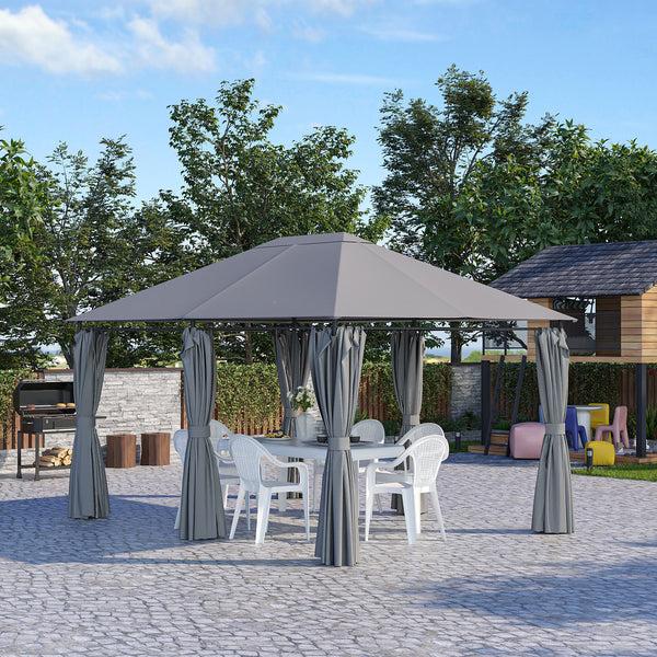 Outsunny 10' X 13' Gazebo With 6 Removable Sidewalls & Steel Frame Gray