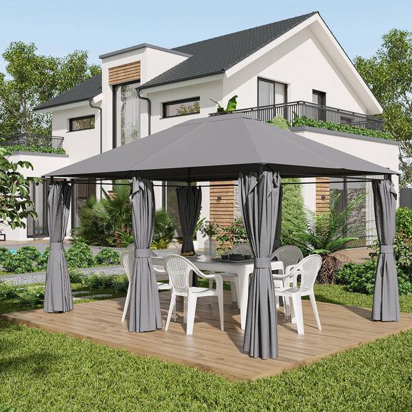 Outsunny 10' X 13' Gazebo With 6 Removable Sidewalls & Steel Frame Gray