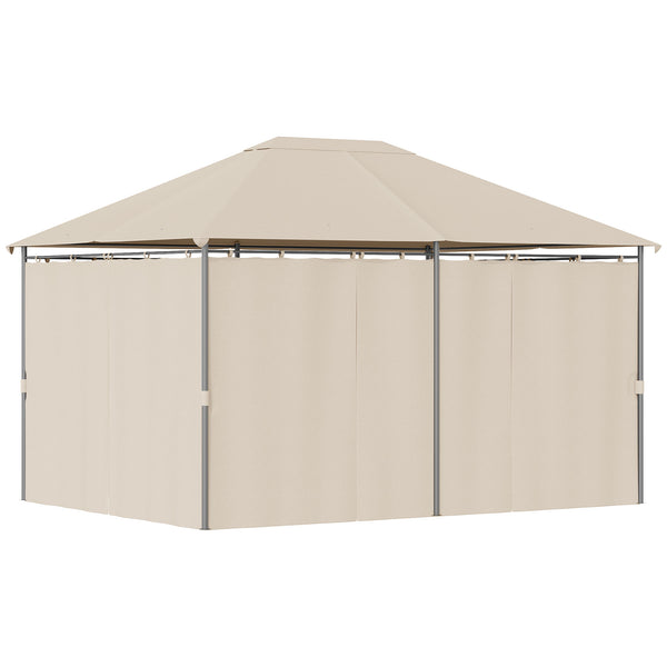 Outsunny 10' X 13' Outdoor Gazebo With 6 Removable Sidewalls & Steel Frame Khaki