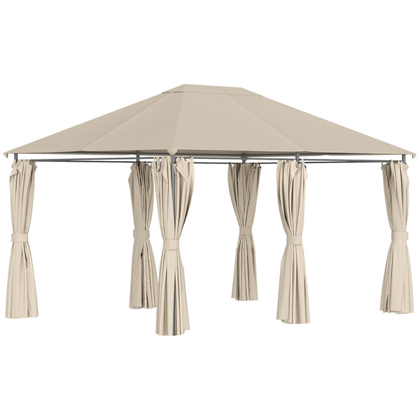 outsunny 10' x 13' Outdoor Gazebo with 6 Removable Sidewalls & Steel Frame Khaki