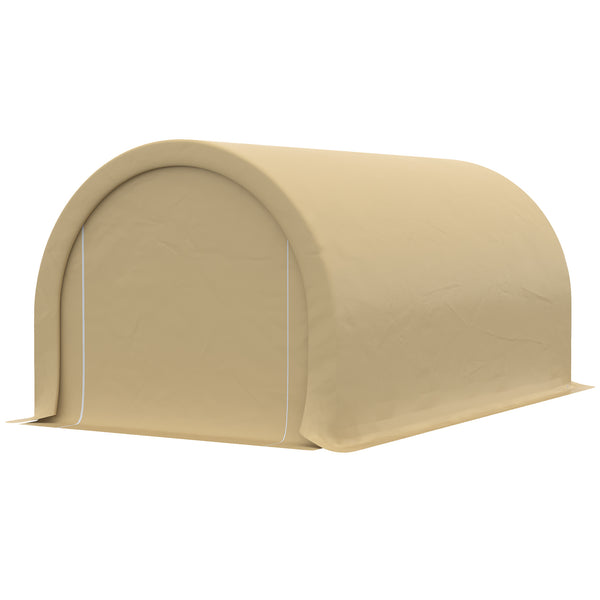Outsunny 10' X 16' Heavy-Duty Carport With Zippered Door & UV-Resistant Canopy Beige