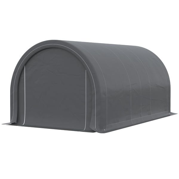 Outsunny 10' X 16' Heavy-Duty Portable Carport With Anti-UV Canopy & Large Zippered Door Gray